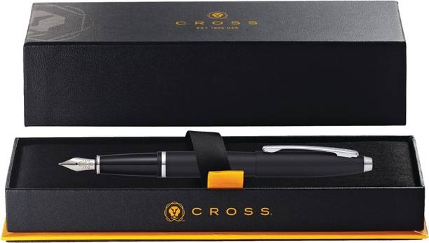 cross calais matte black fountain pen medium stainless steel nib gift box at0116 14ms