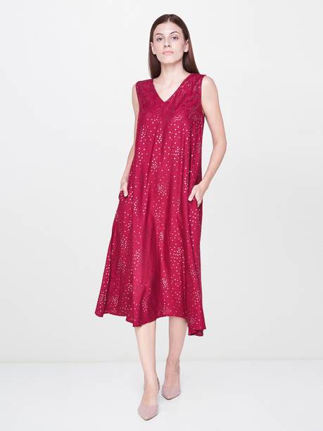 Casual Sleeveless Printed Women Maroon Top