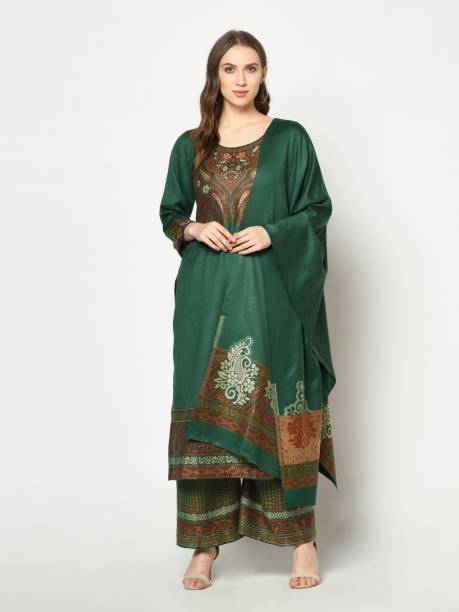 Unstitched Acrylic Blend Kurta & Palazzo Material Self Design Price in India