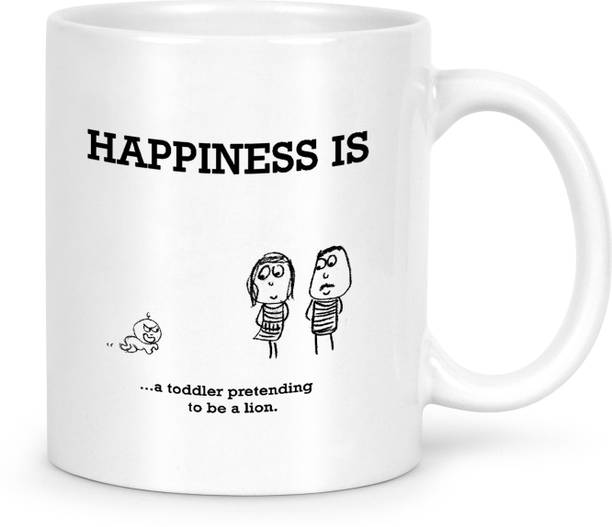 IDREAM Motivational Quote Printed - Happiness Is A Toddler Pretending to be a Lion Ceramic Coffee Mug