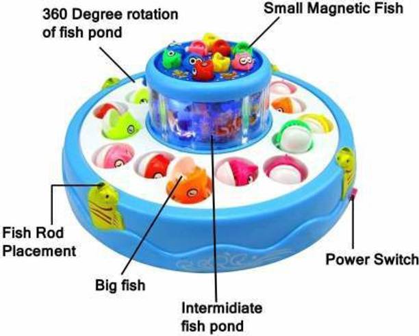 SALEOFF Musical Fish Catching Game Big with 26 Fishes, 4 Pods & 3D Lights-717