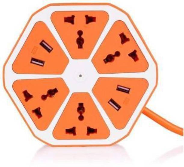 UMORK Hexagon Socket with USB Charger, 4-Outlet with 4-USB Power Socket Extension Board with Cord 4  Socket Extension Boards