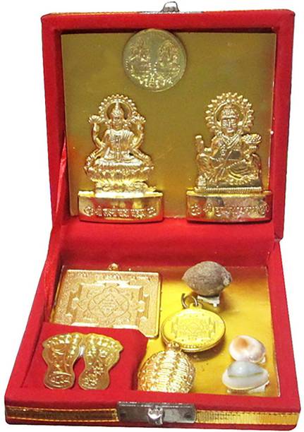 Jsingh Shree Dhan Laxmi Kuber Varsha Yantra Brass Dhan Laxmi- (Set of 10) Sri Yantra- Kripa Maha for Wealth and Prosperity Generate/A Source Income Good Luck Gold Polished Brass Yantra