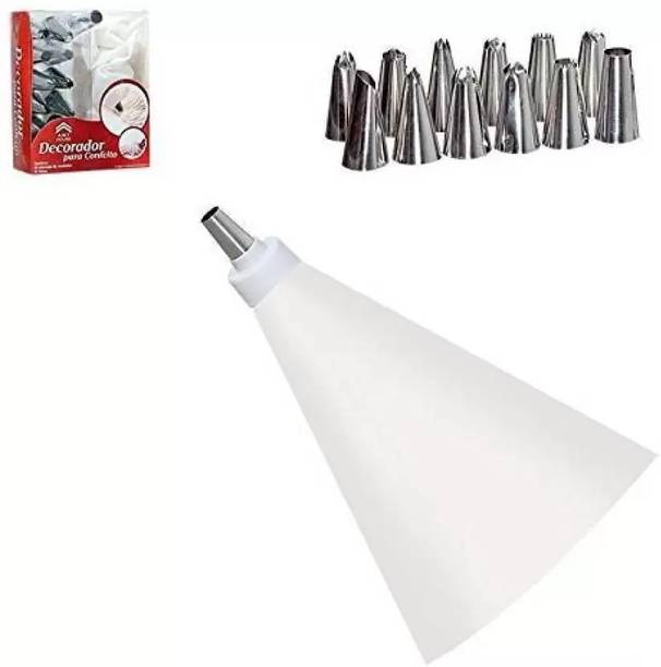 CRAZYGOL Decorador kichen tools 12 Piece Piping Bag Nozzles Cake Decorating Tool Set Frosting Icing Cream Syringe Piping Bag Tips With Steel Nozzles Muffin Dessert Decorators Reusable & Washable Kitchen Tool Set Kitchen Tool Set Steel Speciality Icing Nozzle