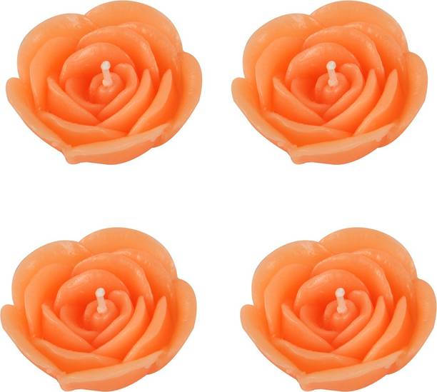MOISH Set Of 4 Flower Shaped Floating Candles Diyas - Green (Pack of 4) Candle