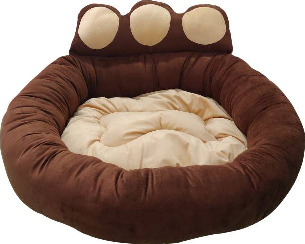 Dogerman Elegant Luxurious Durable Dual Color Brown Velvet Dog Cat Pet Bed (61 x 61 x 20 cms) Small S Pet Bed