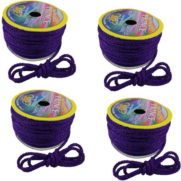 De-Ultimate Set Of 4 (18 Mtr) Purple Resham Zari Twisted Fancy Thread Dori Lace for Tailoring/Sewing, Bead Art, Piping, Apparels, Wrapping, Handicrafts, Art Craft DIY Projects, Jewellery Making, Outlining, Fashion Designing, Boutique, Stitching, Alteration