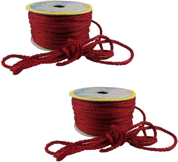 Uniqon Set Of 2 (18 Mtr) Maroon Resham Zari Twisted Fancy Thread Dori Lace for Tailoring/Sewing, Bead Art, Piping, Apparels, Wrapping, Handicrafts, Art Craft DIY Projects, Jewellery Making, Outlining, Fashion Designing, Boutique, Stitching, Alteration