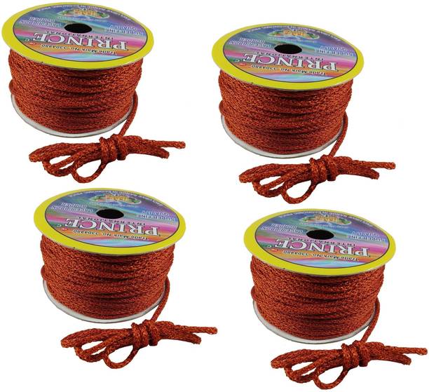 Adhvik Set Of 4 (18 Mtr) Orange Resham Zari Twisted Fancy Thread Dori Lace for Tailoring/Sewing, Bead Art, Piping, Apparels, Wrapping, Handicrafts, Art Craft DIY Projects, Jewellery Making, Outlining, Fashion Designing, Boutique, Stitching, Alteration