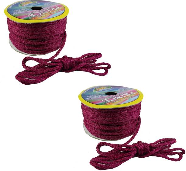 Adhvik Set Of 2 (18 Mtr) Pink Resham Zari Twisted Fancy Thread Dori Lace for Tailoring/Sewing, Bead Art, Piping, Apparels, Wrapping, Handicrafts, Art Craft DIY Projects, Jewellery Making, Outlining, Fashion Designing, Boutique, Stitching, Alteration