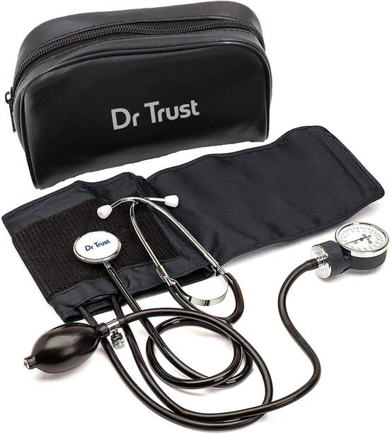 Dr. Trust (USA) Clock Dial Type Aneroid Palm Manual Professional Sphygmomanometer with Stethoscope & Pressure Gauge Blood Pressure Machine (Adult Cuff & Carry Case Included) Bp Monitor