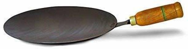 veidik Iron Tawa For Kitchen With Wooden Handle Tawa 22.2 cm diameter