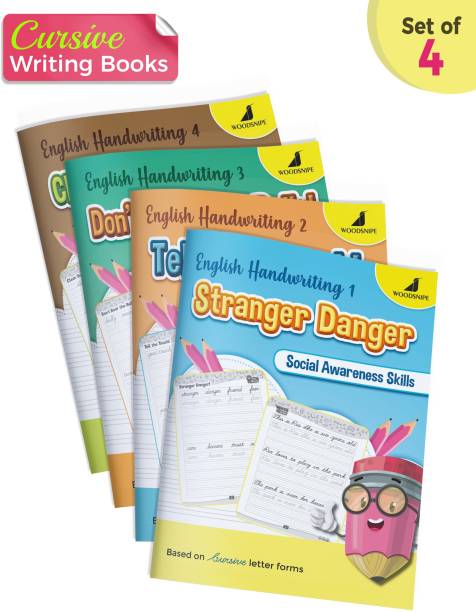 English Cursive Writing Books For 6 To 10 Year Kids | Handwriting Improvement | Story Theme Based Practice Activities For Children | Set Of 4