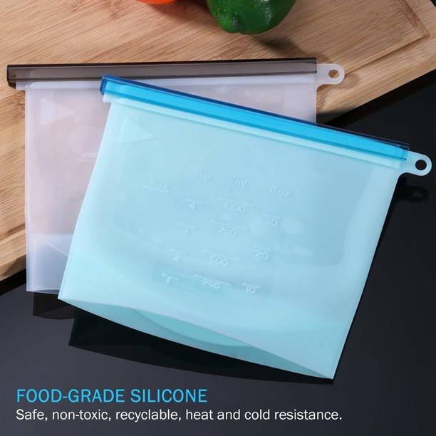 JMALL ™ Silicone Food Storage Bag Food Grade Vegetable Storage Bag Silicone Storage Silicone Storage Pouch