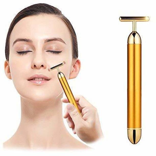 LANFFIA 24K Gold Energy Beauty Bar Electric Vibration Facial Massage Roller Vibration Waterproof Facial Massager Massager