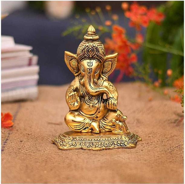 Fashion Bizz Ganesha Idol Ganesh Bhagwan Statue Hindu God Ganpati Murti For Home Pooja Entrance Decor Good Luck Vastu Decoration Showpiece Decorative Showpiece  -  16 cm