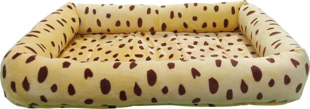 Hiputee Elegant Luxurious Reversible Durable Yellow Brown Dotted soft Velvet Dog Cat Pet Bed Pad (LxWxH : 61 x 46 x 8 cms) M Pet Bed