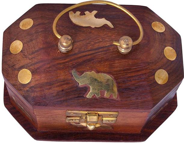 ARTANDCRAFTINDIA Wooden Jewelry Box Makeup and Organizer Women Ring Storage // Earring Bracelet Organizer//Multipurpose Usage//Elephant Decor jewel Vanity Box
