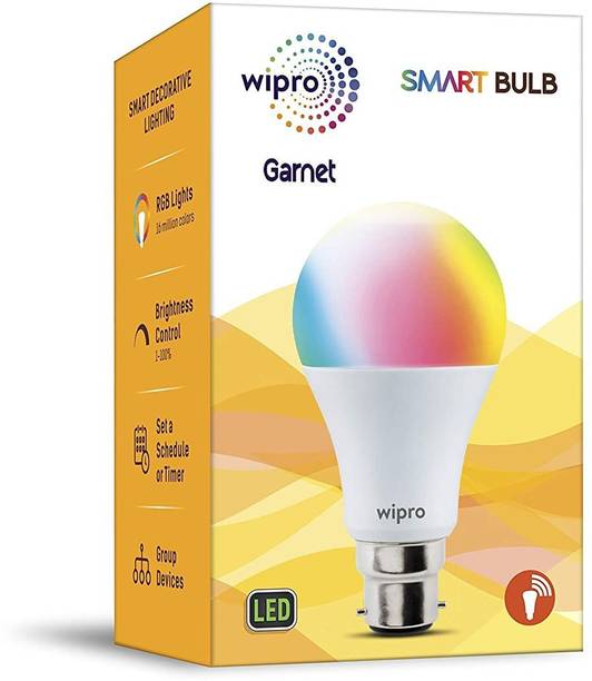 WIPRO WiFi Enabled Smart LED Bulb B22 12-Watt (16 Million Colors + Warm White/Neutral White/White) (Compatible with Alexa and Google Assistant) Smart Bulb
