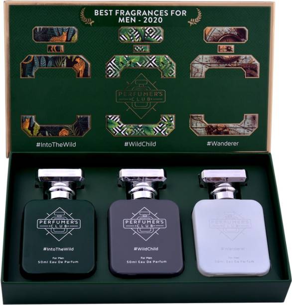 PERFUMERS CLUB "Best Fragrance for Men 2020" Gift Set of 3(Into The Wild + Wild Child + Wanderer) Upto 24 hrs lasting Eau de Parfum  -  150 ml