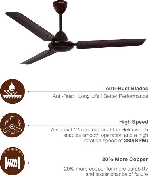 LUMINOUS Morpheus Brown 1200 mm 3 Blade Ceiling Fan