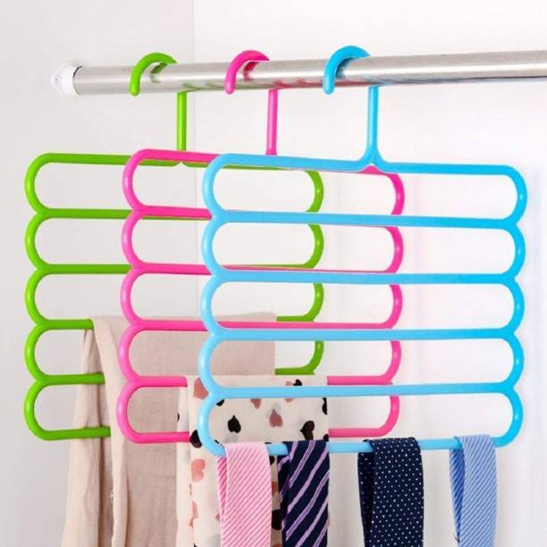 Wishbone 5 Layer Colorful Pants Scarf Hangers Holders Trousers Clothes Towels Hanger (3) Closet Organizer