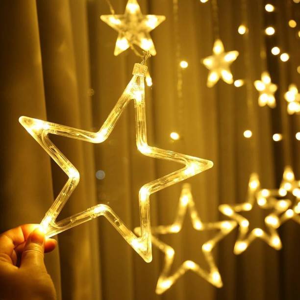 AKHAND SALES Yellow Star LED Light For Decoration On Diwali , Birthday Party And lots-off Chain Plastic Light Hanging Chain Rod