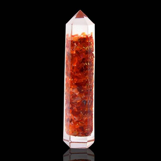 REIKI CRYSTAL PRODUCTS Carnelian Orgone Pencil Orgonite Pencil Nautral Crystal Stone Orgonite Pencil EMF Protector Carnelian Obelisk Reiki Healing Tower For Reiki Healing, Vastu Correction and Protection Height 6 inch Approx Decorative Showpiece  -  15 cm