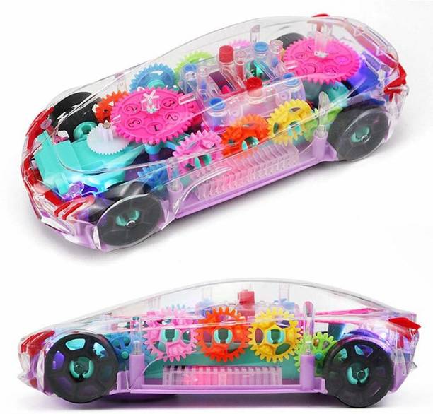 Neel 360 Degree Rotating Transparent Gear Concept Car with Lights Sound Toy