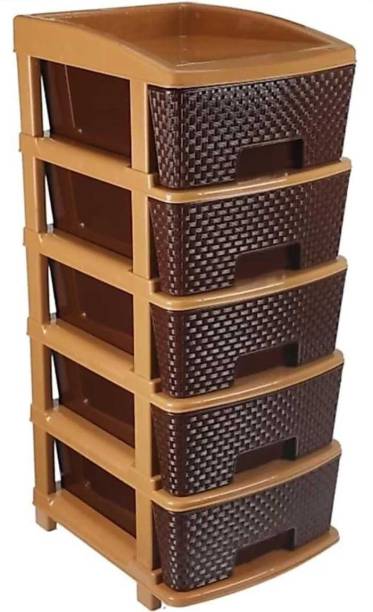 HUMBLE KART Plastic Free Standing Chest of Drawers (Finish Color - Brown) Plastic Free Standing Chest of Drawers