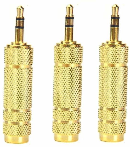 LipiWorld 3.5mm Stereo Male to 6.3mm Stereo Female Adapter Converter Plug Jack -Gold (3 PCS) 3.5mm Male to 6.3mm Female Converter