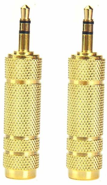 LipiWorld 3.5mm Stereo Male to 6.3mm Stereo Female Adapter Converter Plug Jack -Gold (2 PCS) 3.5mm Male to 6.3mm Female Converter
