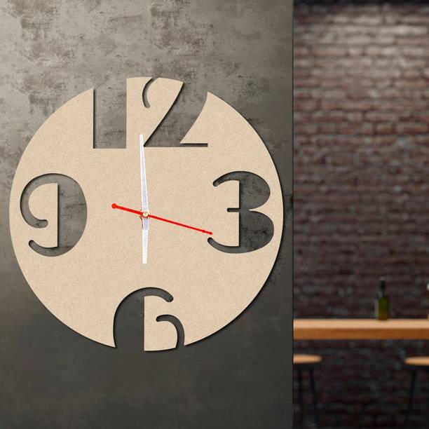 POCKESTER Analog 28 cm X 28 cm Wall Clock (Beige, Without Glass, Standard)