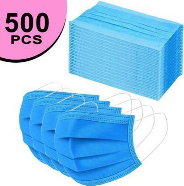Wellstar Protective Face Mask with NOSE CLIP, CE ISO & GMP Certified Bacterial Filtration Disposable 3 Ply Pharmaceutical Breathable Surgical Pollution Face Mask with 3 Layer Filtration For Men, Women, Kids with for Comfortable Fit with Bacterial Filtration and Water Resistant SG0008 SG0008 Surgical Mask With Melt Blown Fabric Layer (Blue, Free Size, Pack of 500, 3 Ply) Non-Washable, Water Resistant Surgical Mask