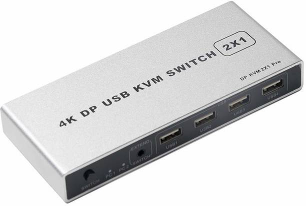 Tobo Display Port KVM Switch 4K/60Hz , Dual-Port DP 1.2 KVM Switcher 2 in 4 Media Streaming Device