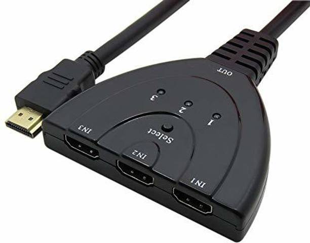 Tobo 3-Port HDMI Switch 3X1 with Pigtail Cable for HDTV Full HD 3D 1080P TD-452H Media Streaming Device