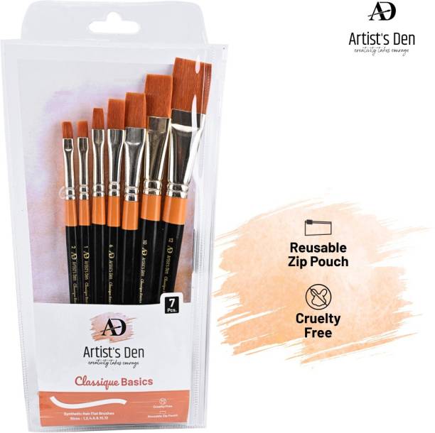 Artist's Den Set of 7 Flat Brushes