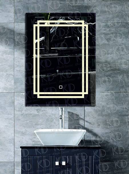 Khushi Decors Glass Rectangular Frosting LED Mirror (18 x 24 Inch) Warm White
