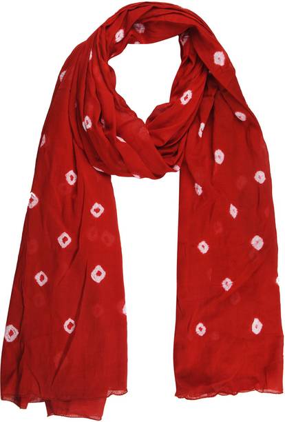 Pure Cotton Polka Print Red Women Dupatta