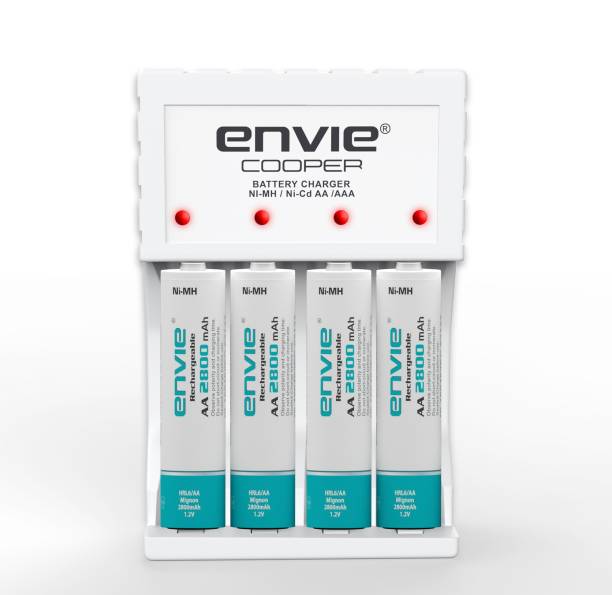 Envie Ultra Fast Charger ECR 20MC with 4 nos of AA 2800 mAh Rechargeable Batteries | for AA & AAA Ni-Cd & Ni-mh Rechargeable Batteries with LED Indicator  Camera Battery Charger