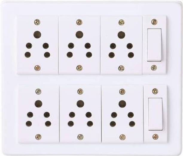 Stallionpro Heavy Duty PVC Extension Board ( 2 Switches & 6 Sockets) Only Board 6 Socket Extension Boards (White) 6  Socket Extension Boards