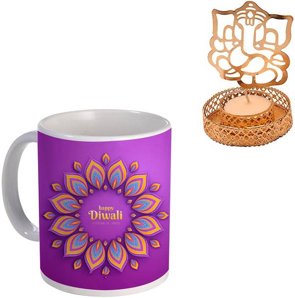 COLOR YARD Mug, Candle Holder Gift Set