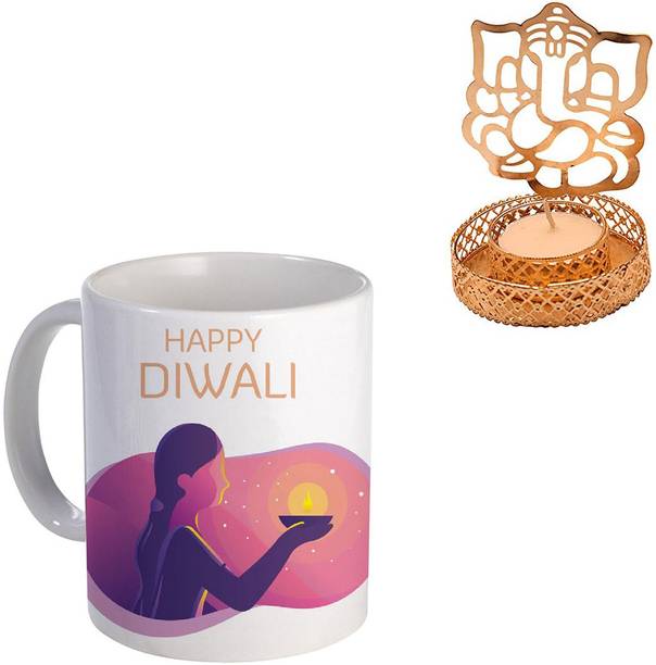 COLOR YARD Mug, Candle Holder Gift Set
