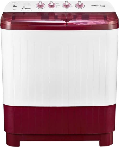Voltas Beko by A Tata Product 8 kg Semi Automatic Top Load Washing Machine White, Maroon