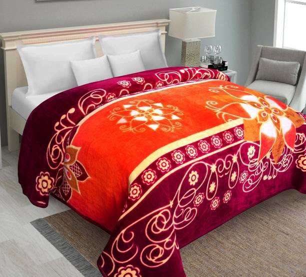 IWS Self Design Double Mink Blanket for  Mild Winter