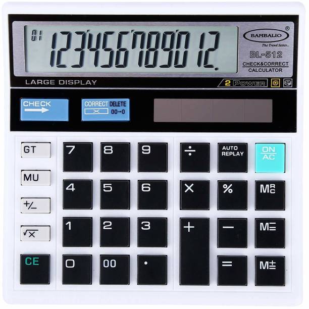 BAMBALIO BL-512W Large Display Check & Correct 3 Years Warranty(White) Basic  Calculator