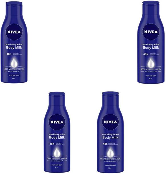 NIVEA Body Lotion Body Milk Nourishing 75 ml (Pack of 4) #201