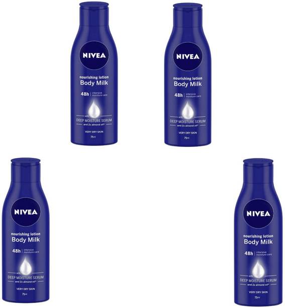 NIVEA Body Lotion Nourishing Body Milk 75 ml (Pack of 4) #202