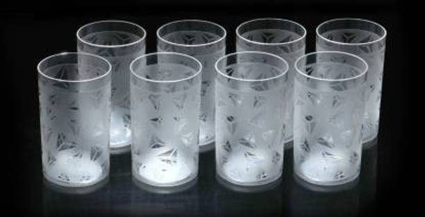 फिनर (Pack of 8) Diamond Design For Water and Juice Glass Set (250 ml, Plastic) ग्लास सेट