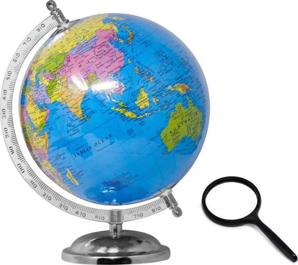 Zest 4 Toyz Globe for Kids, STEM STEAM Educational World Globe with 75mm Magnifying Glass for Kids/Office Globe/Political Globe/Globes for Students Desk & Table Top Political World Globe
